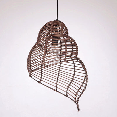 Lampe en rotin marron de conque style pastoral vintage