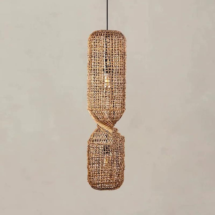 Plafonnier en Rotin au Design Vintage à LED