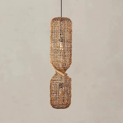 Plafonnier en Rotin au Design Vintage à LED